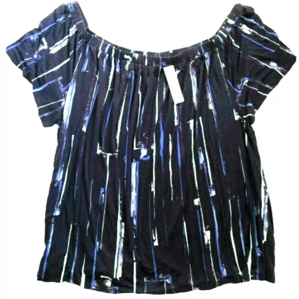 Apt 9 Plus Size 3X Top Navy Blue Off The Shoulders - Picture 1 of 3